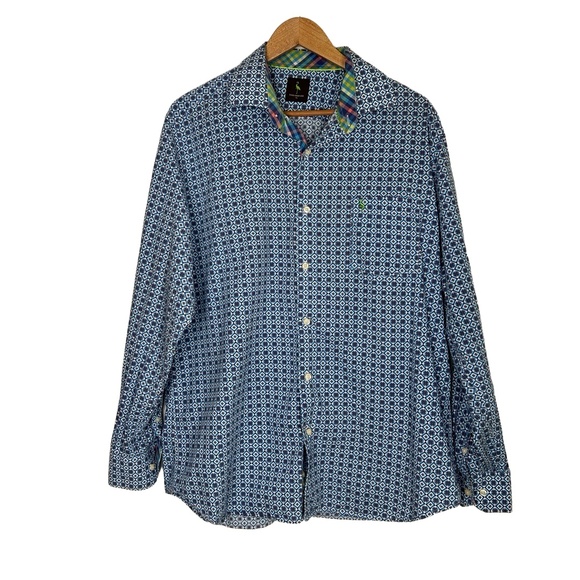 Tailorbyrd Other - Tailorbyrd Mens Button Up Shirt Size XL Blue Graphic Plaid Cuff Eclectic